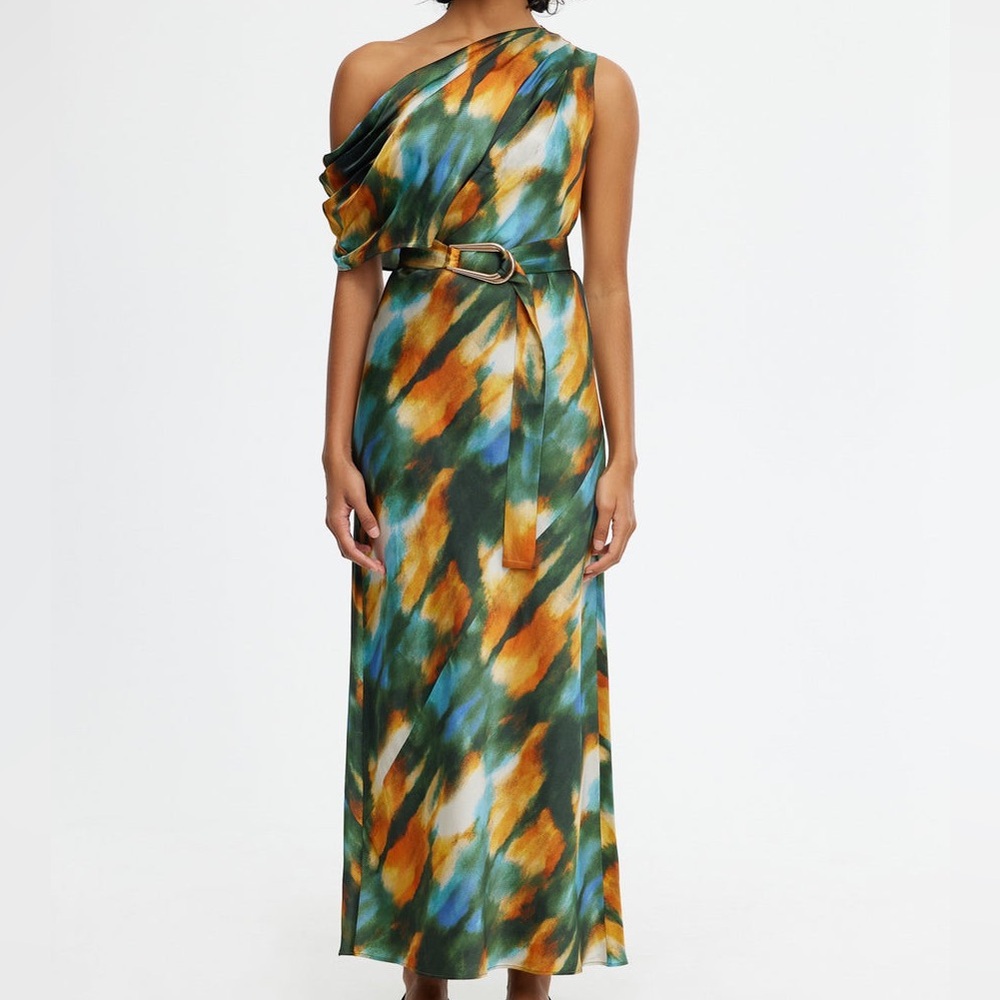 Acler Boise Midi Dress with Belt Size 6 US Womens Colorful Gown